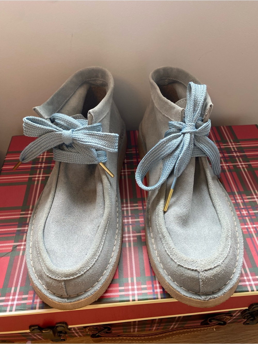Free People Light Blue Suede Women's Lace-Up Ankle Boots - Picture 3 of 8